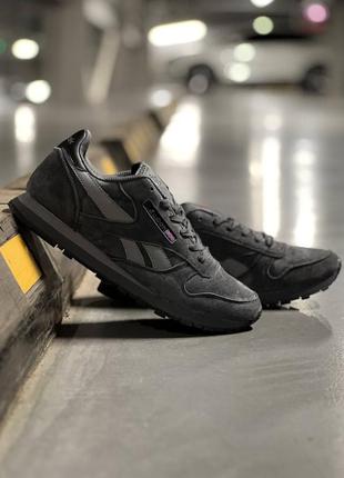 Классические мужские кроссовки измельчений, reebok classic grey. натуральная замша8 фото