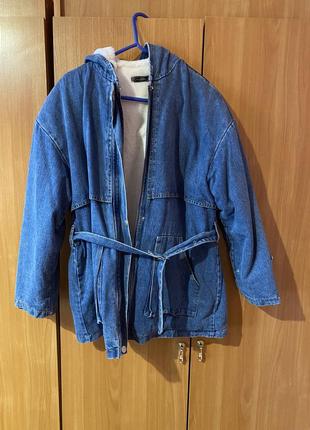 Куртка зимняя джинсовая на меху3 фото