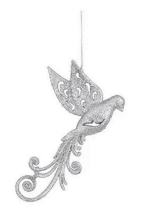 Прикраса декоративна house of seasons пташка срібляста 9х2х16см (8718861799439)