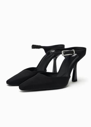 Мюли женские черные на каблуке zara new6 фото
