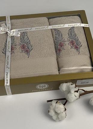 Набір рушників philippus 2 шт flower wing bej(a325)