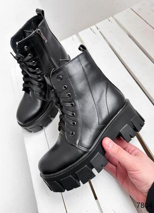 Ботинки женские кожаные molly черные зима