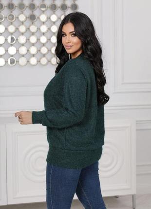 Женский свитер трикотажный цвет т.зеленый р.48/50 4456372 фото