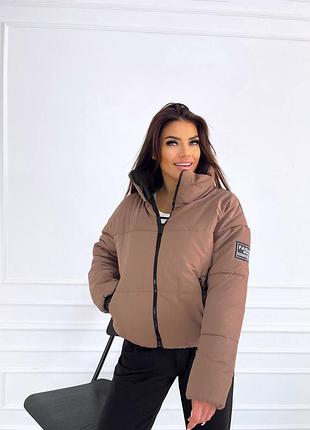 Стильная теплая двусторонняя куртка пуффер4 фото