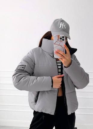 Стильная теплая двусторонняя куртка пуффер10 фото
