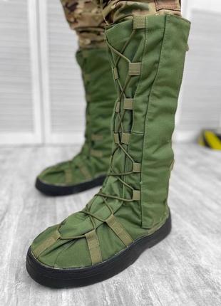 Бахилы тактические водонепроницаемые для защиты от дождя m (39-41), военные гамаши на обувь пиксель / масло5 фото