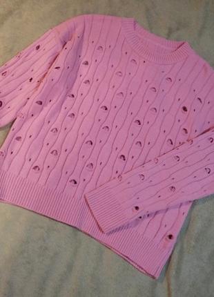 Женский стильный свитер оверсайз с дырками1 фото