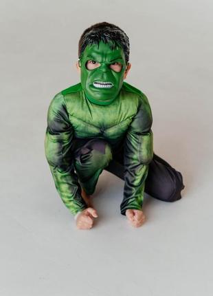 Костюм халка с мускулами для мальчика, зеленый2 фото