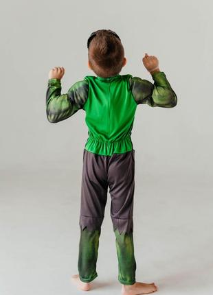 Костюм халка с мускулами для мальчика, зеленый4 фото