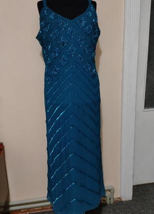 Платье женское вечернее вышитое бисером стильное тренд7 фото