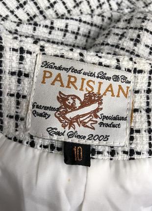 Белый в черную клетку твидовый жакет(пиджак)блейзер в стиле шанель,4 фото