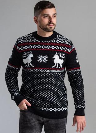 Чоловічний теплий светр з оленями1 фото