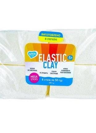 Набор для лепки с воздушным пластилином 400г elastic clay white 8 стиков по 50г тм lovin, 25*16*4см