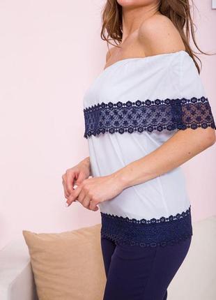 Шифонова блуза з відкритими плечима, колір сіро-блакитний, 119r1540-72 фото