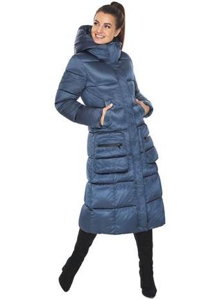 Сапфировая женская куртка с капюшоном модель 59230