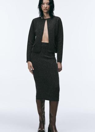Сіра вовняна жіноча міді спідниця zara new