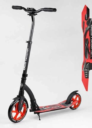 Самокат двоколісний best scooter 40860 червоний, з амортизатором, великими колесами pu 23/20 см, до 100 кг1 фото