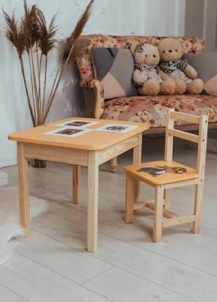 Детский письменный столик и стульчик (с ящиком) для рисования и учебы (зайчик)10 фото