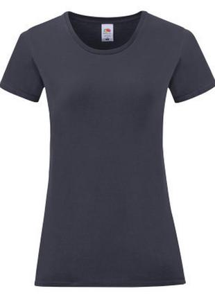 Женская футболка iconic глубоко тёмно-синяя fruit of the loom 61-432-az m
