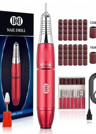 Портативный фрезер для аппаратного маникюра и педикюра usb с насадками ciicii c1331