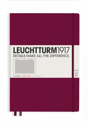 Блокнот leuchtturm1917 master slim a4+, винний, клітинка (359785)