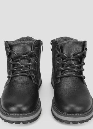 Ботинки низкие мужские  чёрные натуральная кожа украина  brexton - размер 41 (28 см)  (модель:6 фото