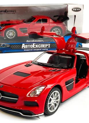 Іграшкова машинка металева mercedes-amg gt black series автоексперт, червона, звук, світло, інерція, відкр. двері, капот,