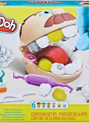 Ігровий набір для ліплення пластилін play-doh містер зубастик drill'n fill dentist f1259 hasbro