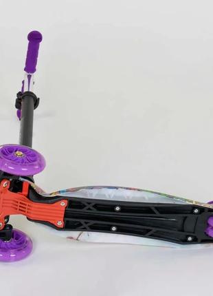 Трехколесный самокат детский для девочки maxi best scooter 779-1390 фиолетовый, колеса pu со светом4 фото