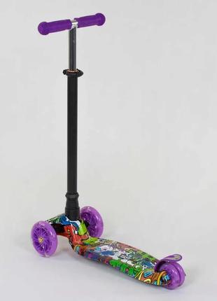 Трехколесный самокат детский для девочки maxi best scooter 779-1390 фиолетовый, колеса pu со светом2 фото