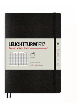 Блокнот leuchtturm1917 середній, м'яка обкладинка, чорний, клітинка (310337)