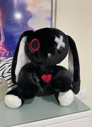 Чорний плюшевий кролик для дітей, іграшка в стилі готичного року, іграшка кролика для хеллоуїна3 фото