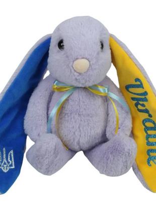 Мягкая игрушка патриотическая заяц, кролик, серый 30см (00043-400) копиця