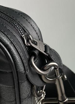 Чоловіча сумка coach academy crossbody signature canvas чорна барсетка5 фото