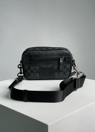 Чоловіча сумка coach academy crossbody signature canvas чорна барсетка2 фото