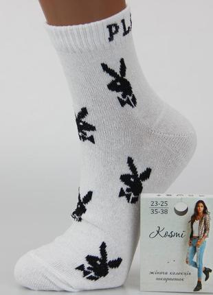 Носки женские средние демисезонные 23-25 размер (35-38 обувь) зайчики белый2 фото
