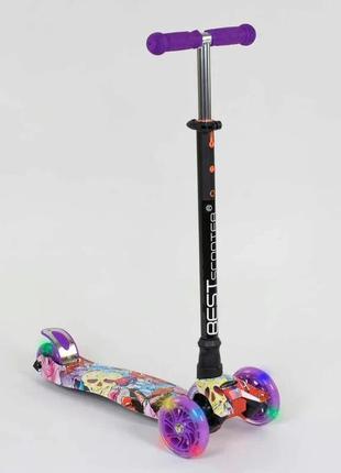 Дитячий триколісний самокат maxi best scooter 779-1313, колеса pu зі світлом, висота 77-86 см