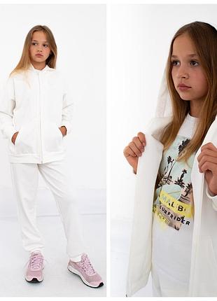 Спортивний костюм підліток puma (двунитка, замок) білий