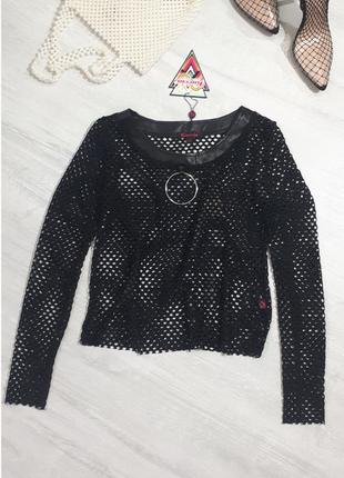 Стильная сетка, сетка с кольцом, крупная сетка. кроп топ.