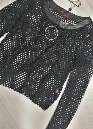 Стильная сетка, сетка с кольцом, крупная сетка. кроп топ.