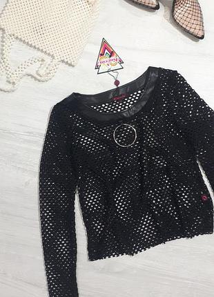 Стильная сетка, сетка с кольцом, крупная сетка. кроп топ.