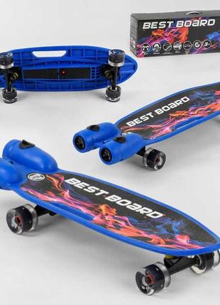 Скейтборд, пенниборд, скейт с музыкой и дымом best board s-00605, usb зарядка, колеса pu со светом 60х45мм