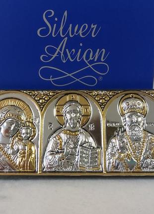 Греческая икона-триптих silver axion для автомобиля ep-501pbg/3m/p ep1 10x5 см