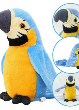 Говорящий попугай повторюшка синий parrot talking