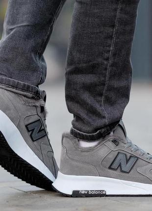 Кроссовки зимние new balance серый замша + мех2 фото