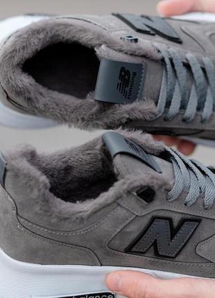 Кроссовки зимние new balance серый замша + мех6 фото