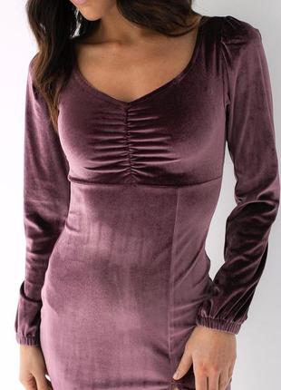 Велюровое платье миди с распоркой top20ty - сиреневый цвет, s (есть размеры)4 фото