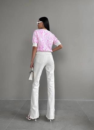 Женская футболка с волнообразным рисунком цвет молочный-розовый р.42/46 4322004 фото