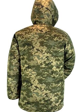 Зимовий бушлат піксель зсу теплий на флісі військовий тактичний бушлат куртка з капюшоном2 фото