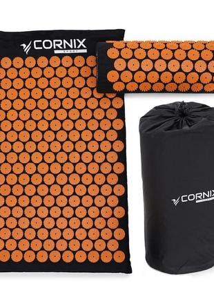 Коврик акупунктурный с валиком cornix classic mat аппликатор кузнецова xr-0111 black/orange poland1 фото